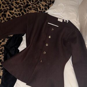 Cyrus Brown Blouse with Gold Buttons